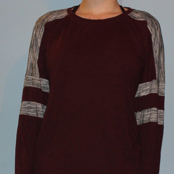 Maroon and Heather Grey Oversized Baseball T-Shirt - Picture 3 of 6
